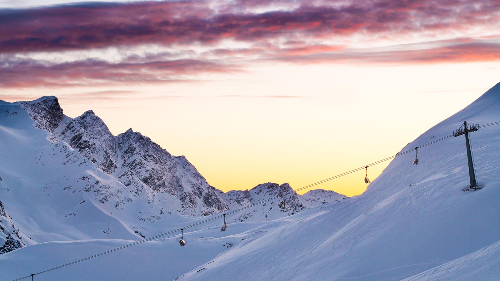 Ski lift with stunning background near Stelvio Natural Park